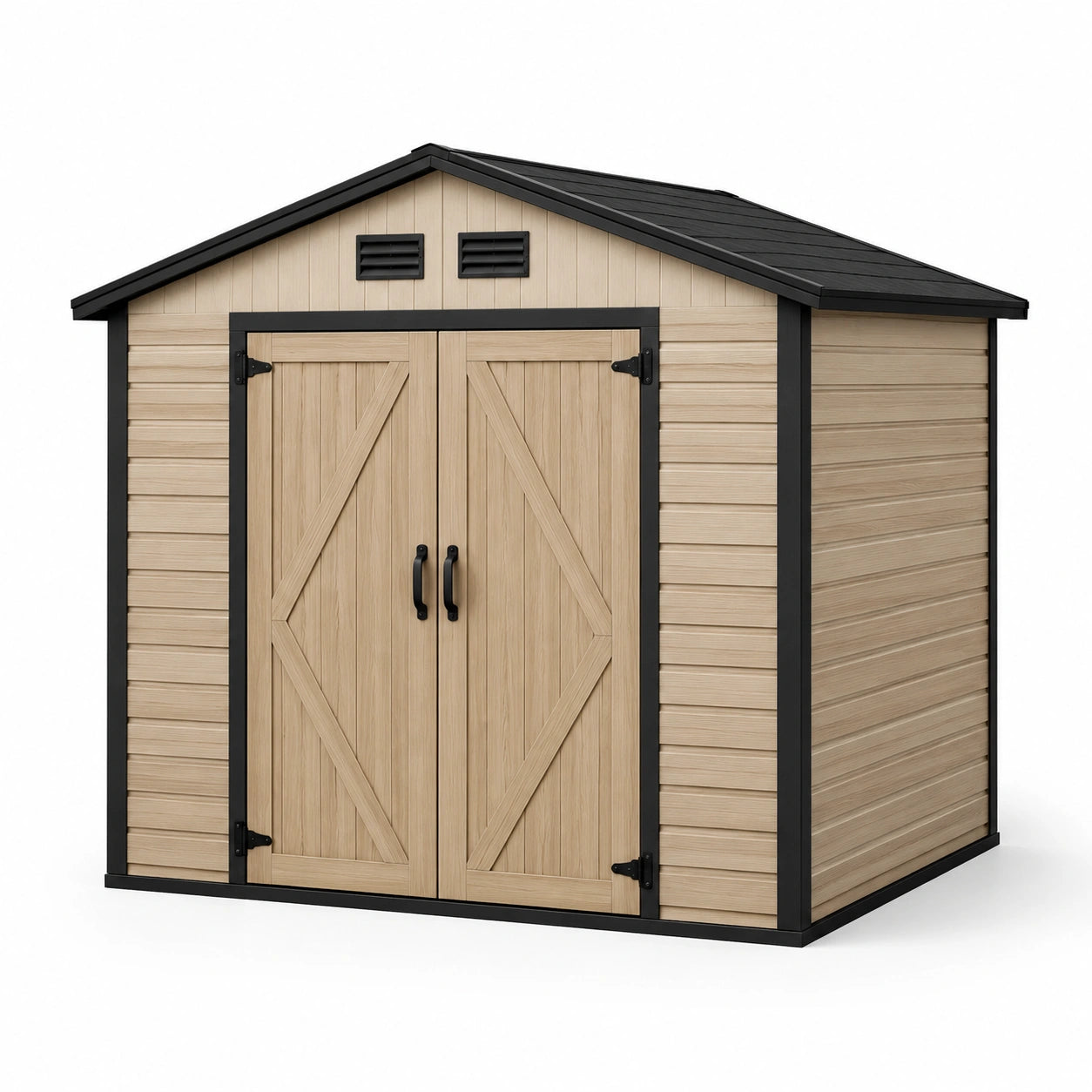 Abri de jardin en plastique beige et noir 180cm x 180cm x 200cm