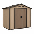 Abri de jardin en métal beige et brun avec toit à double pente 213x127x185 cm