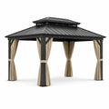 Pavillon extérieur en aluminium et acier avec rideaux en polyester beige