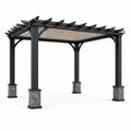 Pergola en aluminium avec toit en bois stratifié