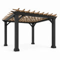 Pergola en métal noir et bois de 3x4m