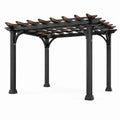 Pergola de jardin en aluminium et bois noir 300x300x230 cm