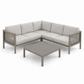 Ensemble de salon de jardin en aluminium avec coussins en tissu gris clair