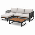 Ensemble de Mobilier d'Extérieur en Aluminium avec Coussins en Tissu et Table Basse en Acacia