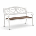 Banc de jardin en bois et métal blanc/marron 120 cm