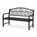 Banc en métal noir avec dossier orné