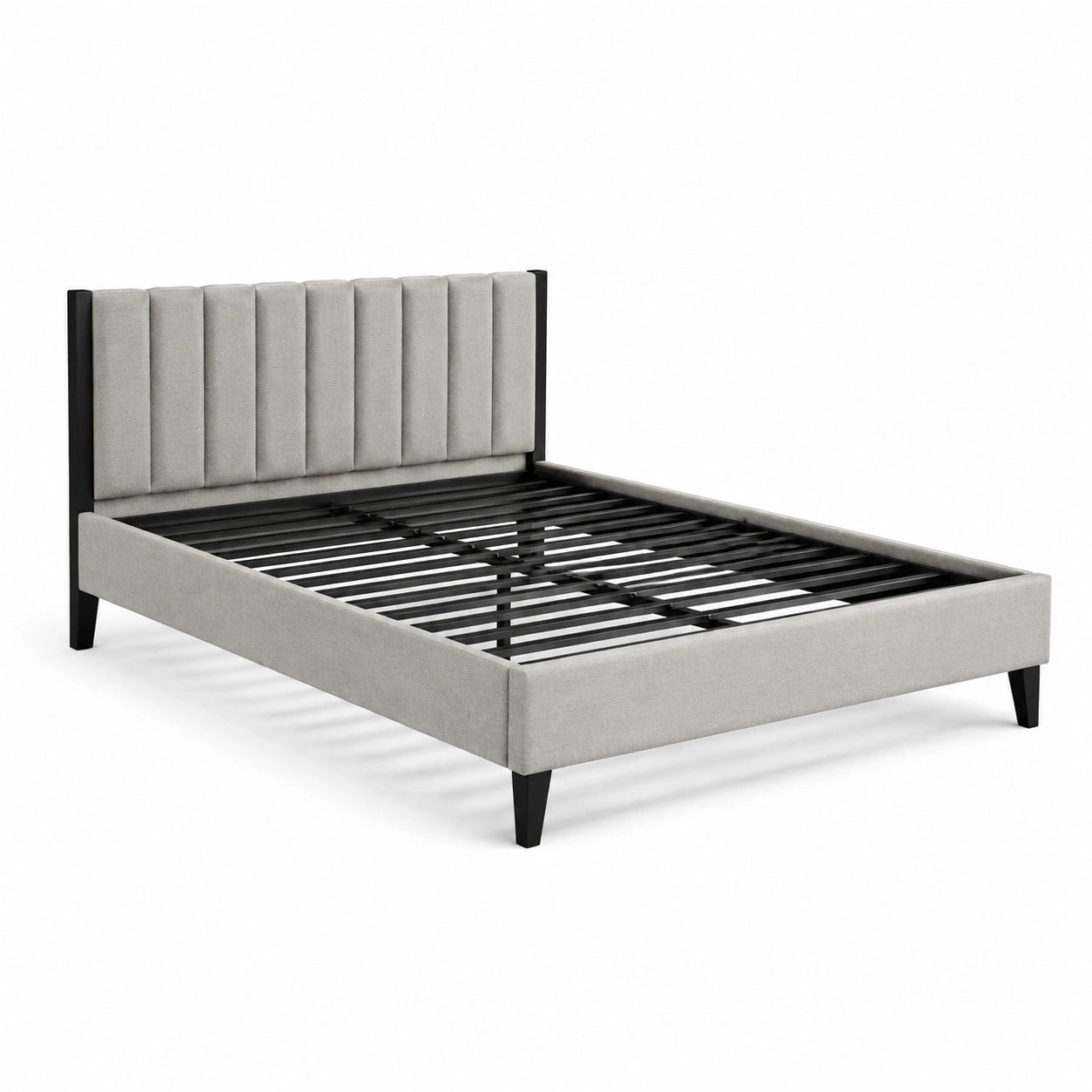 Cadre de lit en tissu avec structure en métal 140x200 cm gris clair