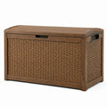 Coffre de rangement en bois et rotin marron
