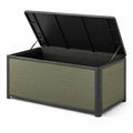 Coffre de rangement extérieur en plastique et métal vert 120x56x63 cm