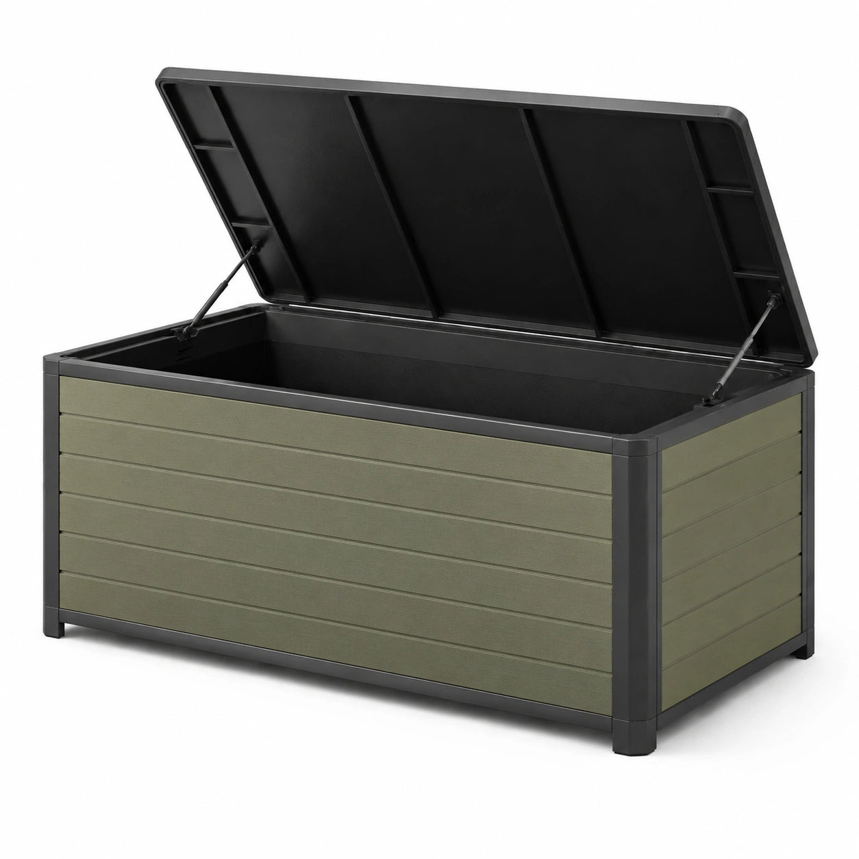 Coffre de rangement extérieur en plastique et métal vert 120x56x63 cm