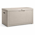 Coffre de rangement en plastique tressé beige 120x45x60 cm