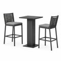 Set de table haute et tabourets en aluminium noir avec coussins en polyester
