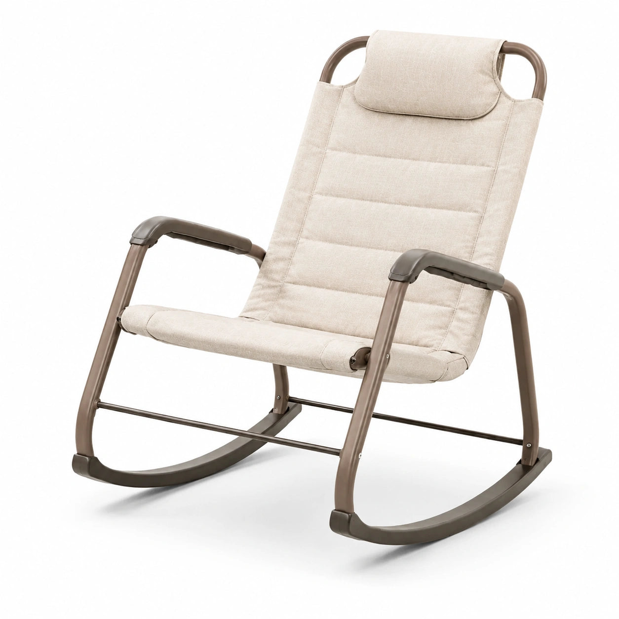 Chaise à bascule en métal beige avec tissu polyester