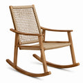 Fauteuil à bascule en bois et corde tissée beige