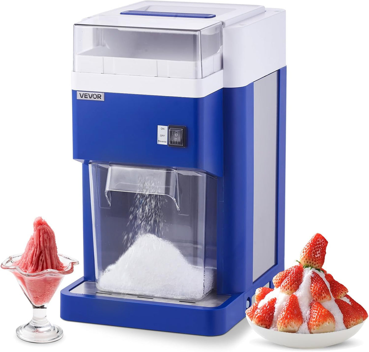 VEVOR sorbetière, 1,8 L / 1,91 QT, 1,8 L, 300 W, Argenté/Bleu, Machine à Glace Pilée, Broyeur à Glace Fine et Onctueuse Électrique