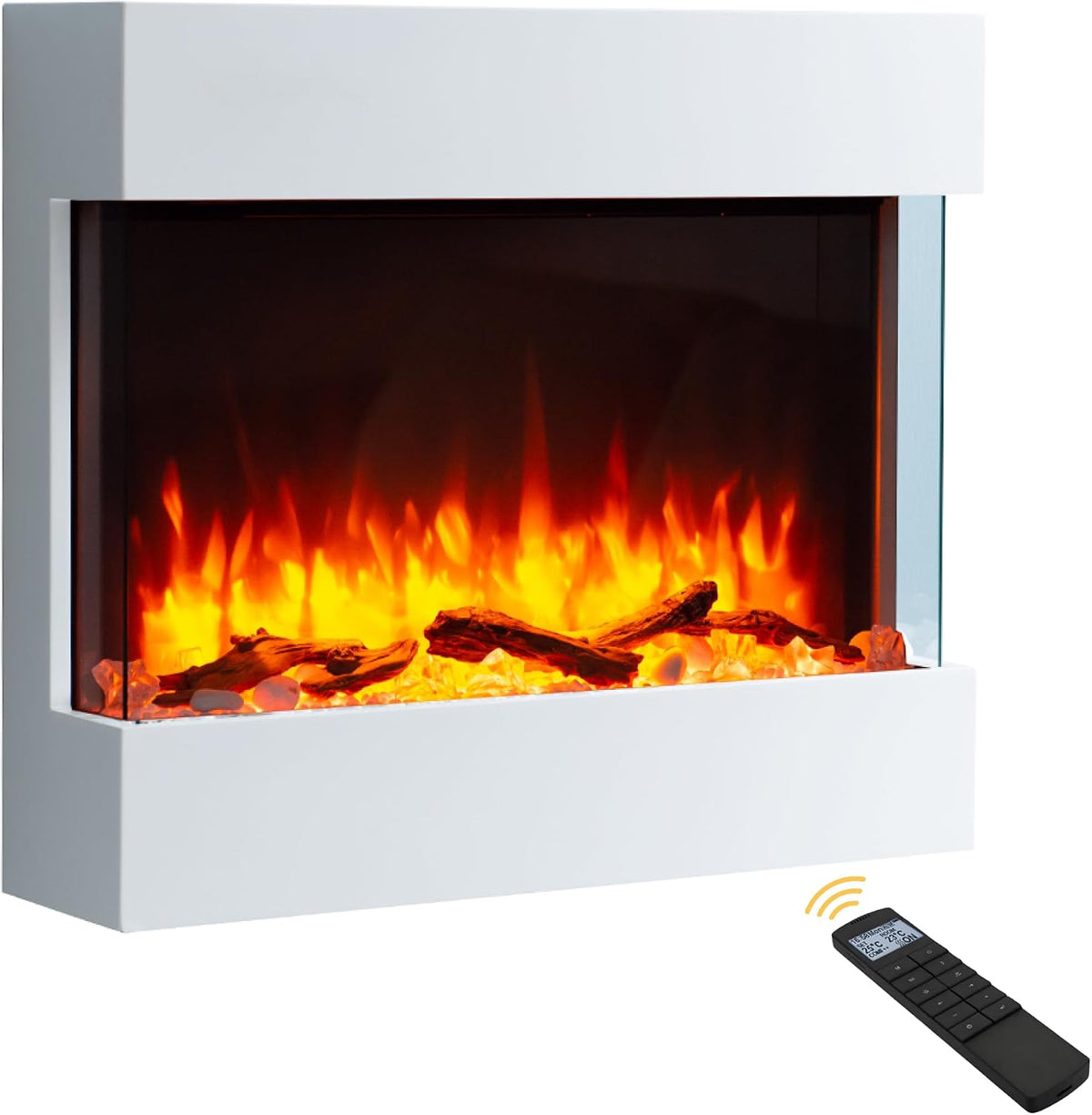 endeavour fires and fireplaces cheminée électrique, 634 mm high, 706 mm wide, 200 mm deep., 2 KW, Blanc, Endeavour Fires Haxby 30' Murale