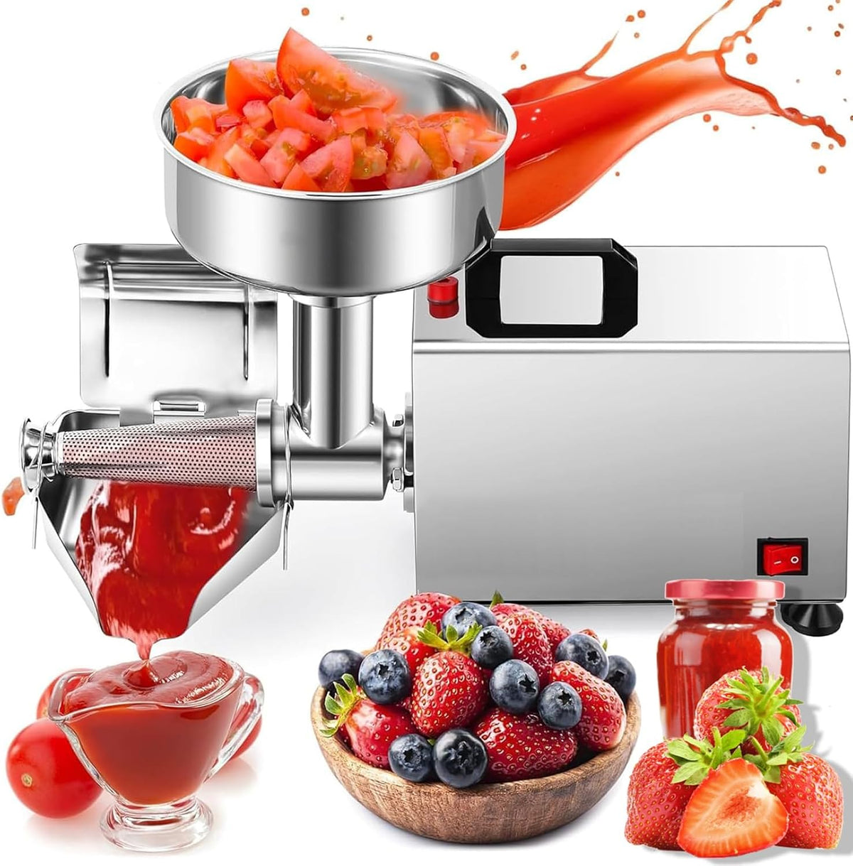 WBDBINGL Moulins à légumes, Noir, Machine à Tamiser Les Tomates Presse à Fruits, Presse à Fruits éLectrique