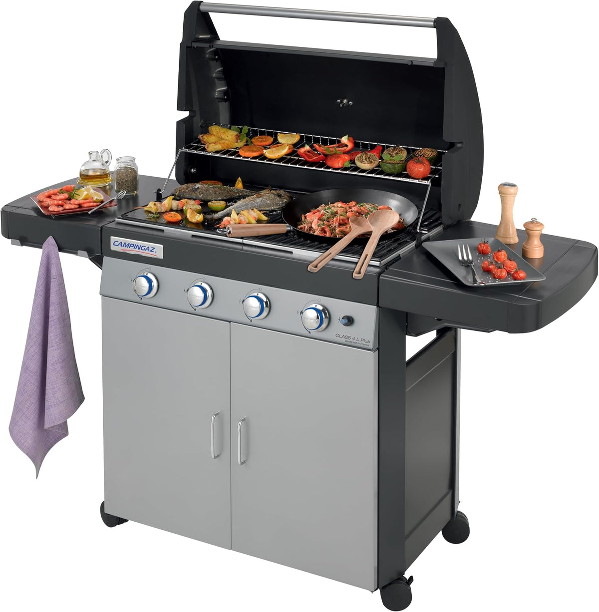 CAMPINGAZ Barbecues au propane, 12.8 kW, 4 L, Noir/Gris, Barbecue à gaz Class Plus
