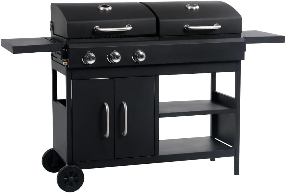 vidaXL barbecue à charbon, acier enduit de poudre, noir