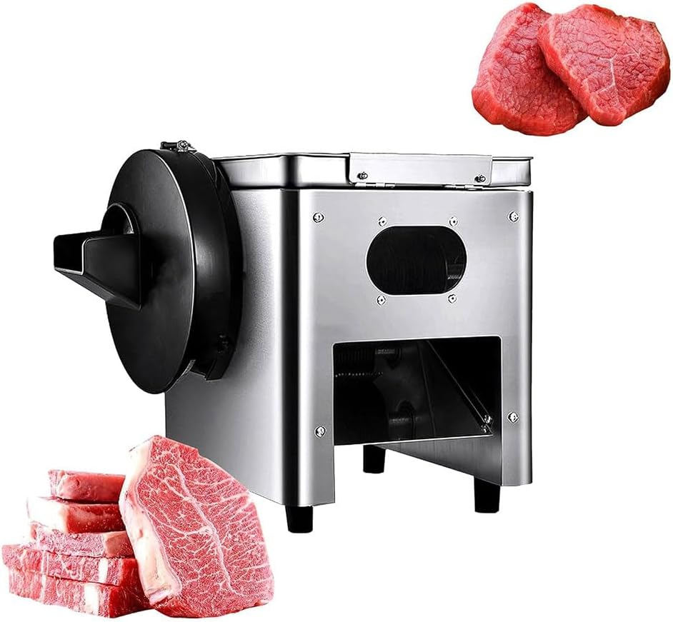 WOTZOV trancheuse électrique, 37 x 34 x 42 cm, 150 kg/h, 850 W, Acier inoxydable, Noir, Professionnelle pour Viande et légumes