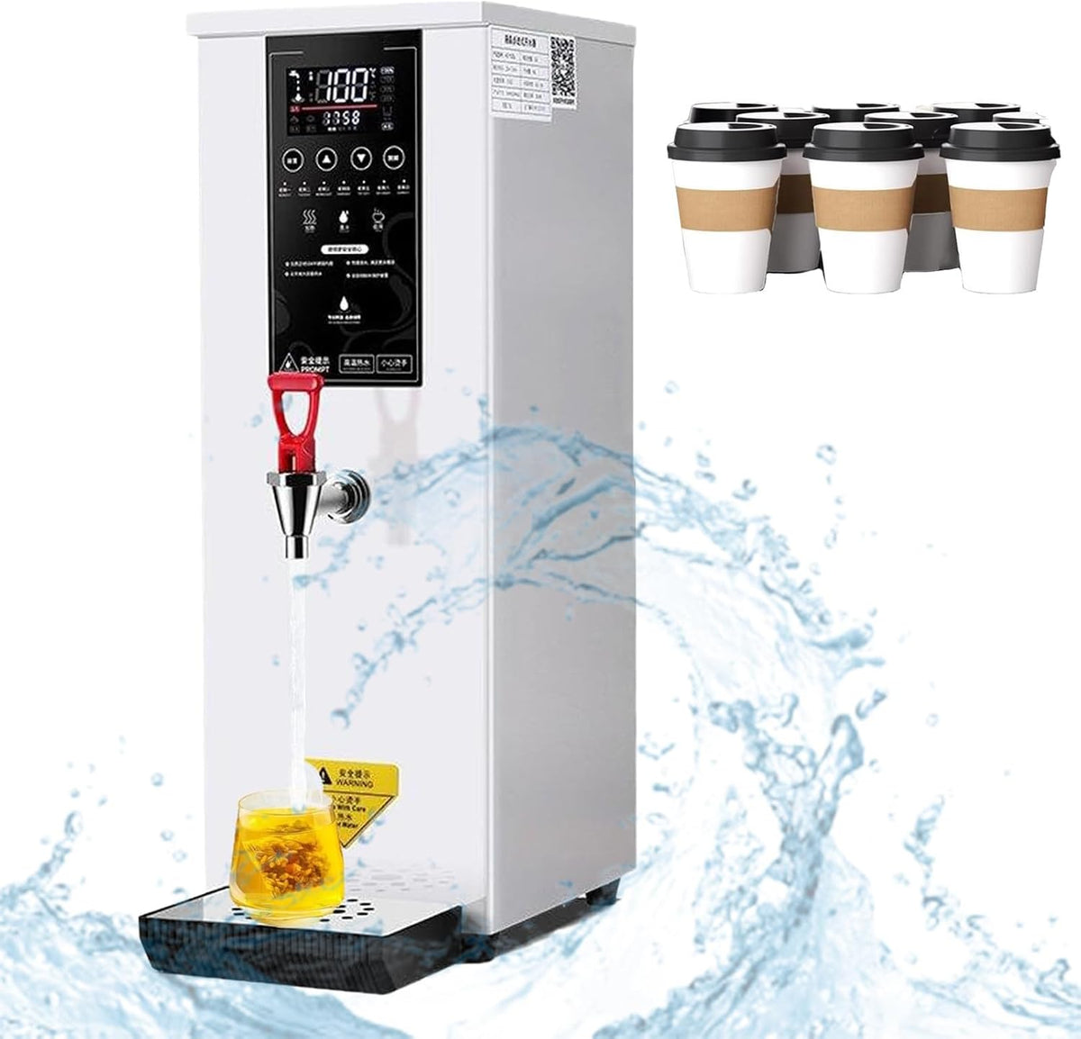 ZEEKYFOR distributeur d'eau chaude, 25 L, 3000 W, Blanc, de comptoir, Chauffe-Eau pour Boissons Chaudes, écran Tactile LCD