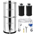 Eaupure fontaine à eau, 8,5 L, Argenté, Family Filtre à Eau par Gravité, Purificateur d'Eau Maison en Inox avec 2 Cartouches au Charbon Actif