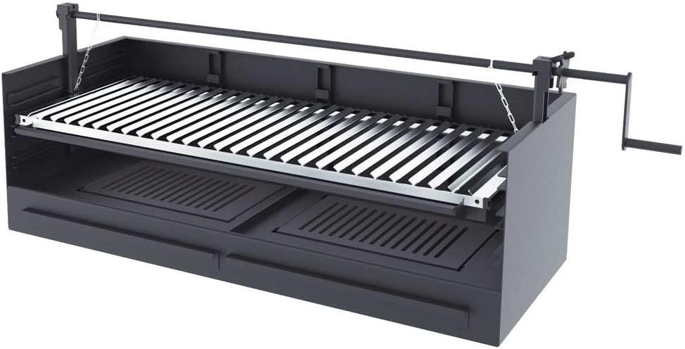MBM barbecue à charbon, 100 cm, Noir/Argent