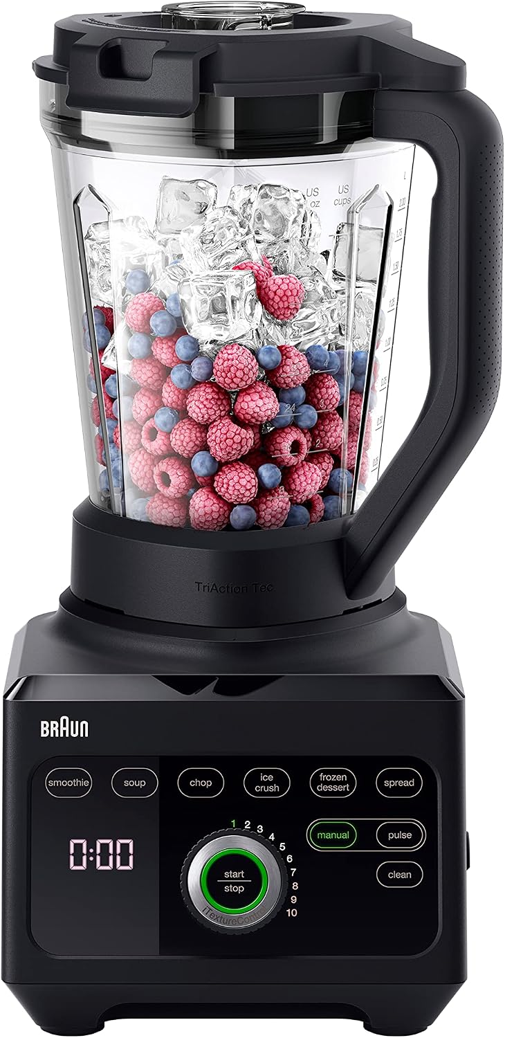 Braun blender, 1600 W, Marron/Noir, Triforce Power JB 9040 avec carafe triple angle, 10 réglages de vitesse manuels