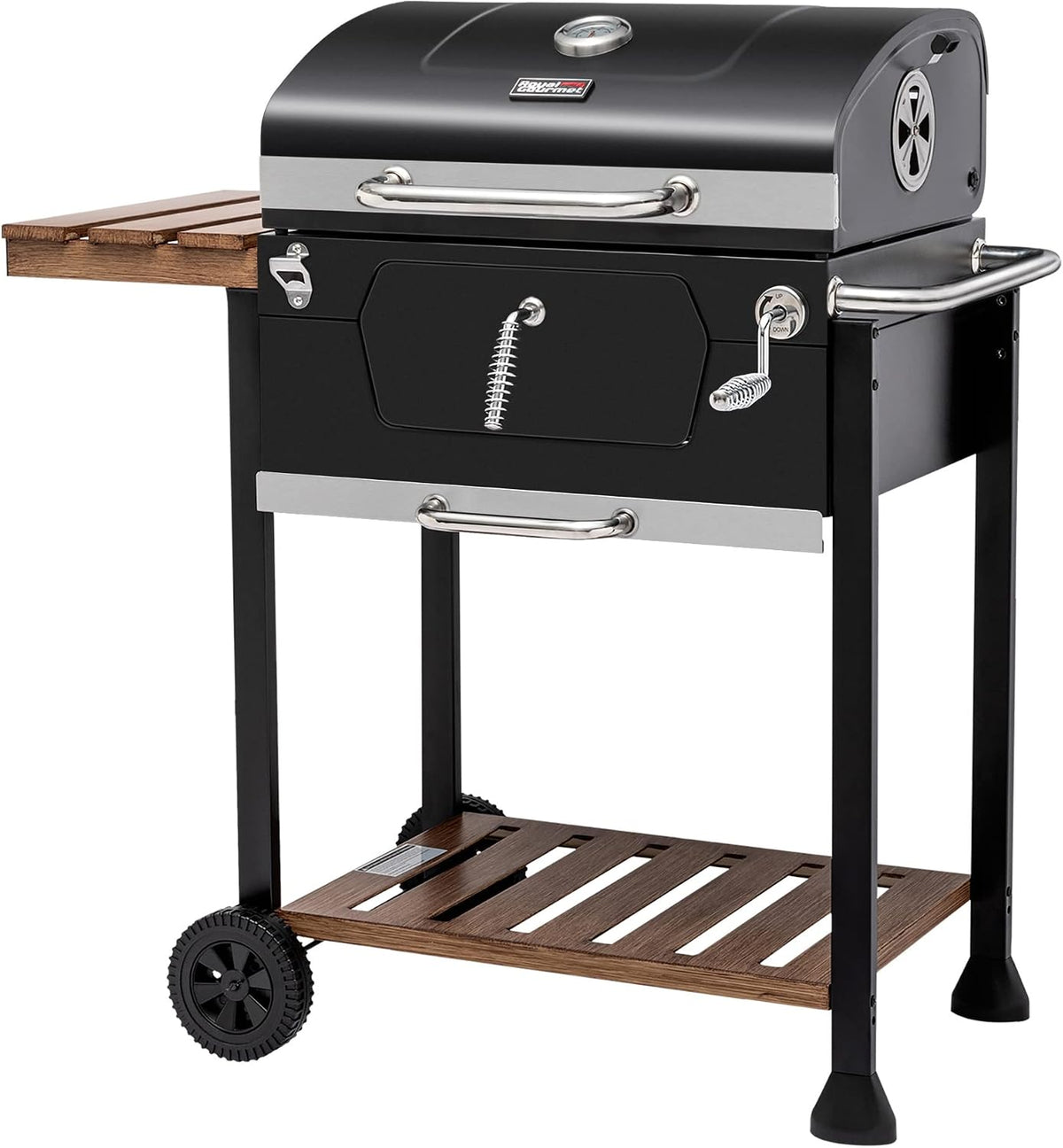 Royal Gourmet fumoir, 61 cm, Noir, CD1824M de avec poignée et table pliable, pour terrasse, jardin et jardin