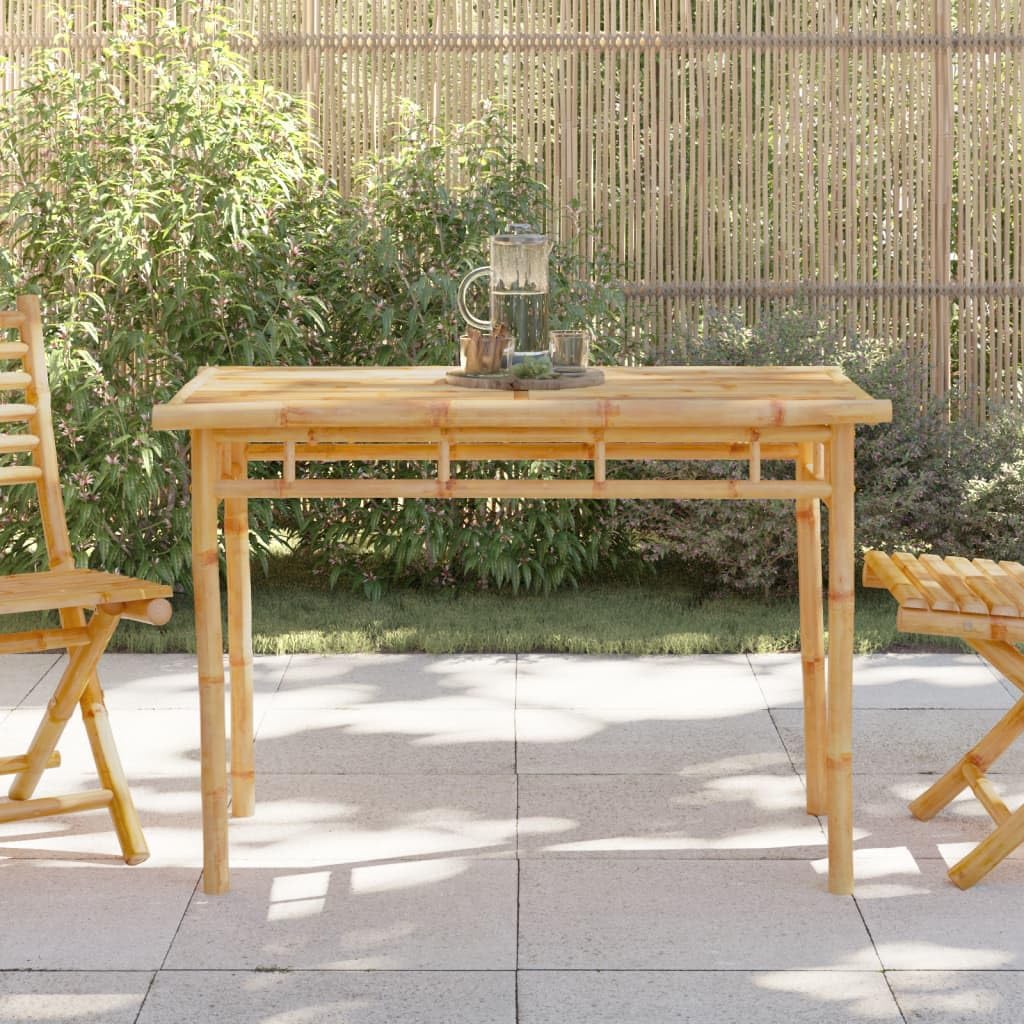 table à manger Runheo, 110 x 55 x 75 cm, bambou naturel., Bois, extérieur, pique-nique, barbecue en été et jardin d'hiver