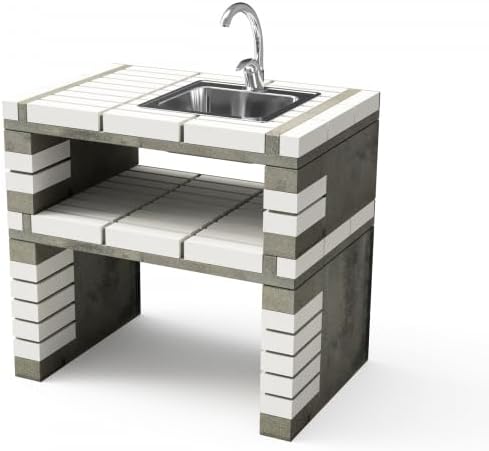 MAESTRO FERRETERO Cuisines d'extérieur, 86,5 x 58 x 58 cm, Blanc/Gris