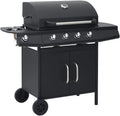 armoire GeenYuu, 64 x 40 cm, SPCC, noir., Barbecue à gaz 4 + 1 flammes en acier noir avec surface de cuisson