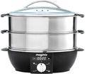 Magimix Cuiseurs vapeurs électriques, 1900 W, 5,5 L, 12,2 L, Noir/Argent, Cuiseur Vapeur Multifonction - 2 Paniers Inox