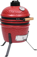 Lauuoeriau barbecue à charbon, 56 cm, céramique avec revêtement extérieur émaillé, acier revêtu par pulvérisation, rouge