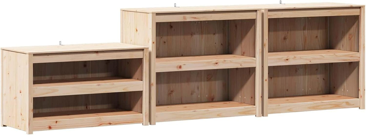 HETFTJN crédences et vaisseliers, 318 x 55 x 92 cm, Bois massif douglas, Douglas naturel, Meuble de Cuisine d'Extérieur MEPPEL 3 Pièces en Bois Massif