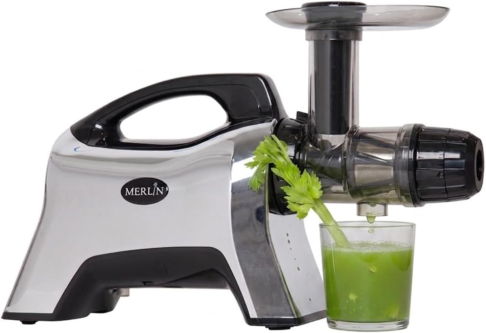 Merlin Juicers Extracteurs de jus, 200 W, Noir, Extracteur de Jus Merlin MNC700MC, Modèle Premium Spécial Céleri - - Extraction Lente 80 trs/min