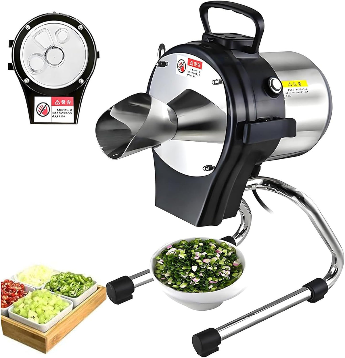 LJCSSD trancheuse électrique, 293 x 226 x 398 mm, 110 W, 5 mm, Noir, Coupe-oignons Verts Professionnel, râpe et pour ail