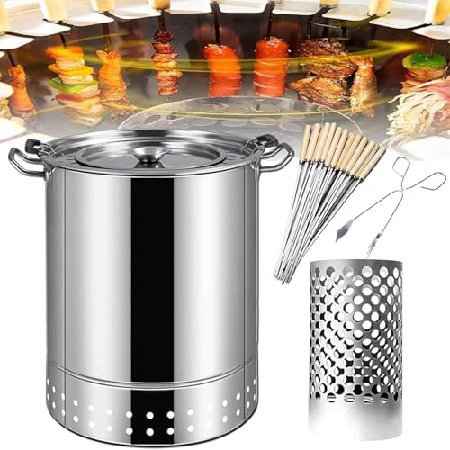 fumoir, Argent, vertical à charbon de bois, grille en acier inoxydable pour la cuisine en plein air, grille de barbecue portable pour le camping
