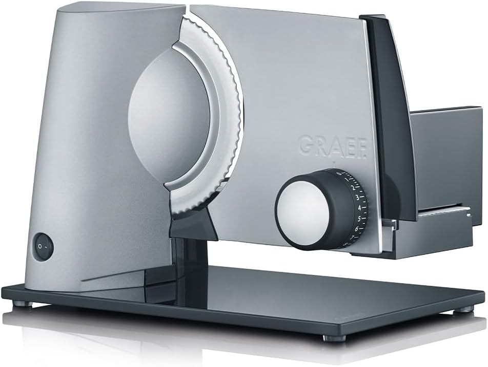 GRAEF. trancheuse électrique, 170 mm, Argenté, GRAEF Trancheuse universelle SKS320 argent, boîtier métal, lame ondulée inox Ø
