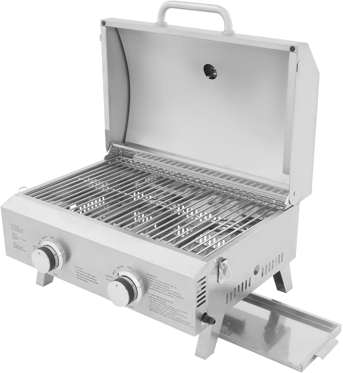 KAPIPALA Barbecues au gaz naturel, 55,8 x 45 x 38 cm., acier inoxydable 430, acier inoxydable 304., argenté