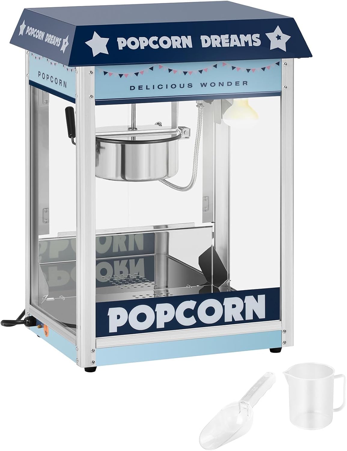 Royal Catering Appareils à popcorn, 500 W, 5 kg, Bleu, Machine À Popcorn Professionnelle (1, 220-270 °C, Éclairage