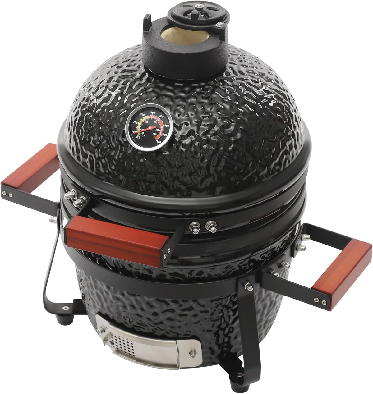 MooBeey barbecue à charbon, céramique, acier inoxydable, bambou et fonte, noir