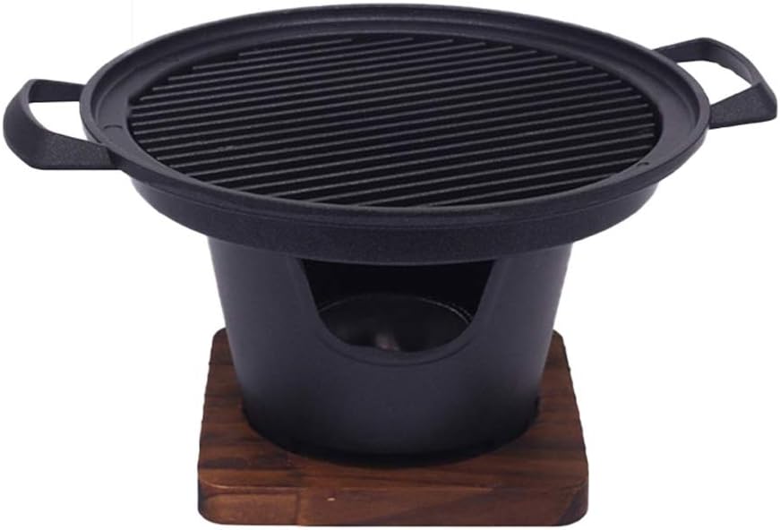 Barbecue barbecue à charbon, acier inoxydable., Noir/Marron, en plein air créatif pour une personne, poêle à alcool en bois