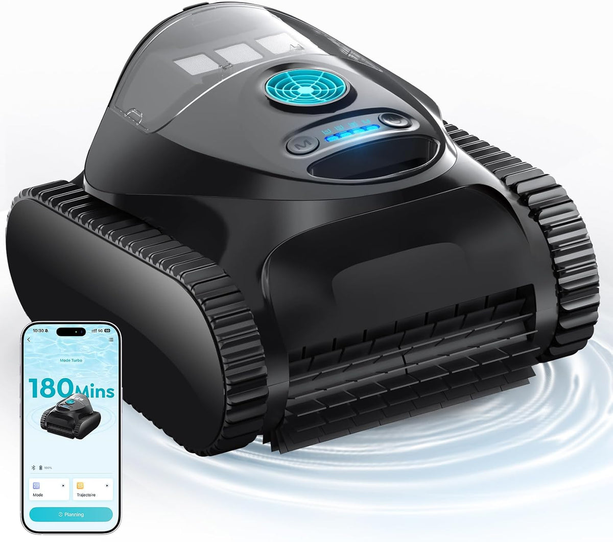 BRINBO Systèmes de nettoyage automatique, 150 m, Bleu, C1 Robot Piscine Fond et Parois, Ligne d'eau, Double Filtre