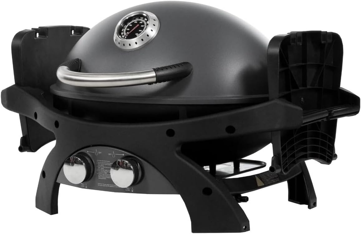 PIT BOSS Barbecues au gaz naturel, 58 x 42.5 cm, 5.2KW, Noir, - Barbecue Gaz 2 bruleurs 2 Tablettes Thermomètre SPORTSMAN