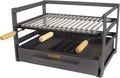 IMEX EL ZORRO Barbecues à bois, 72 x 41 x 35 cm, Noir/Argent/Bois, - Tiroir Barbecue avec Grille Inoxydable