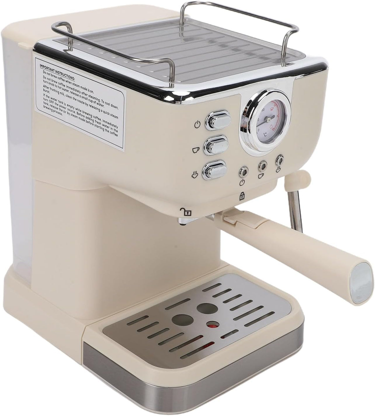 Elprico Machines à café automatiques, 3 à 5 tasses, 1050 W, 1,5 L, ABS, acier inoxydable., Argenté, Machine à Expresso