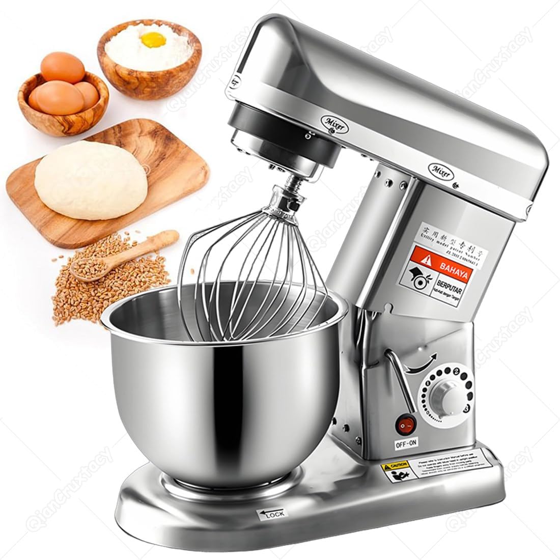 QianCruxtacy robot pâtissier, 350 W / 500 W / 500 W, 5l, 7l, 10l, Noir, électrique Professionnel ( / / ), 3 Vitesses Pour Pétrir