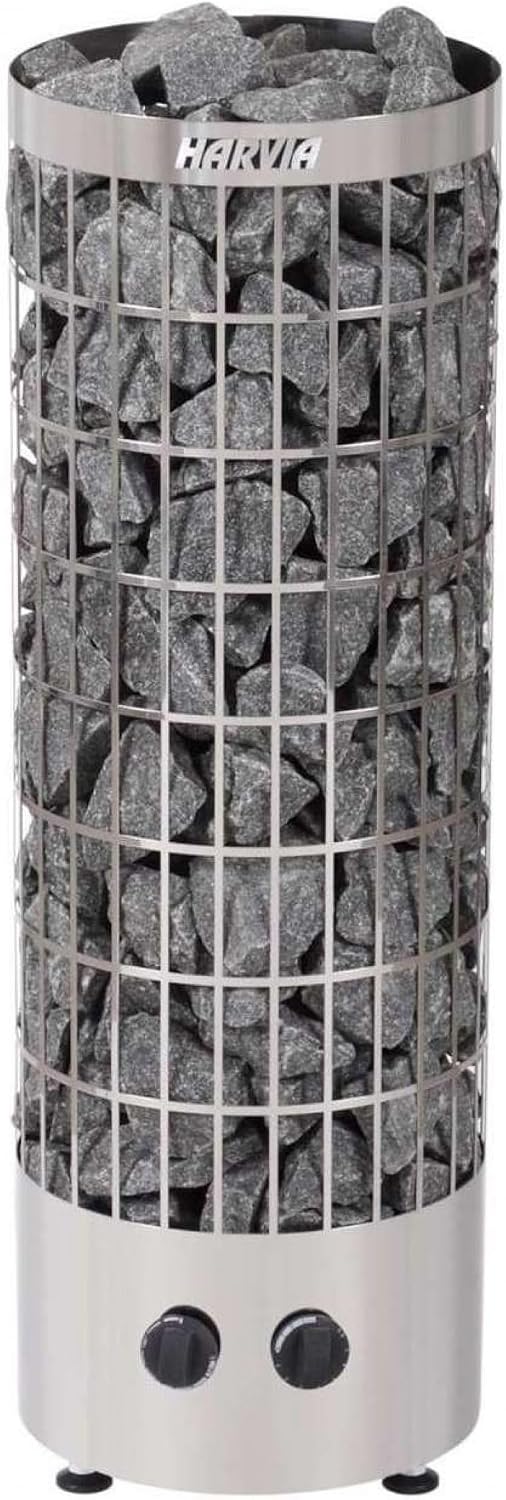 Harvia équipement de sauna, 6,8 kW, 10 m, 400 V, 230 V, Argenté, Sauna Poêle Électrique Cilindro PC70 acier inoxydable