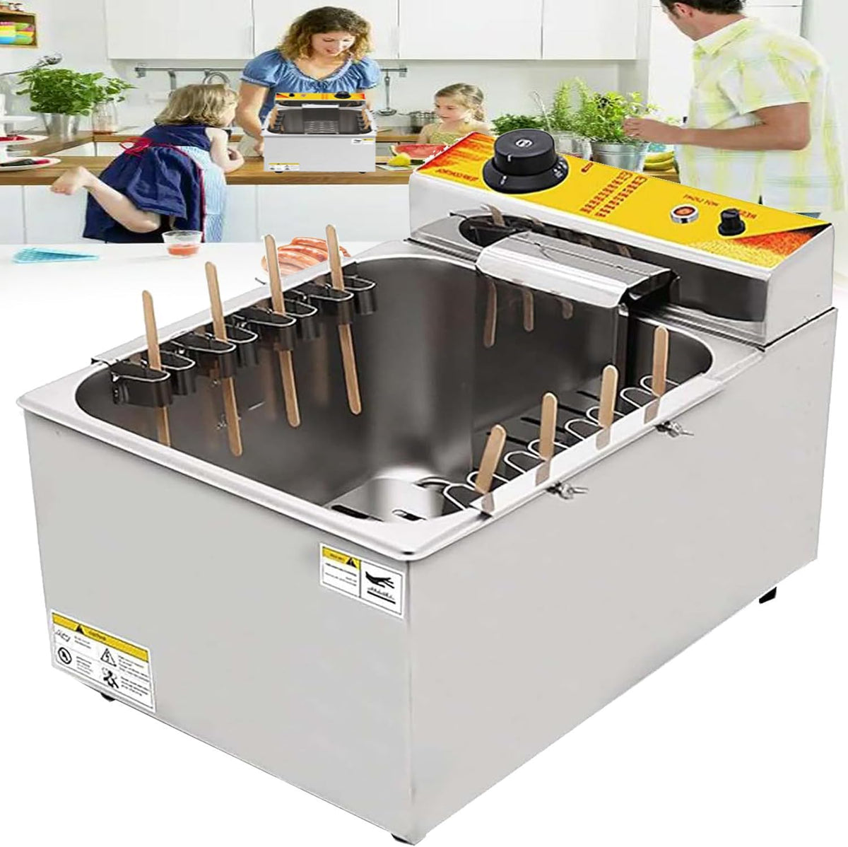 TozMvi Friteuses, 1900 W, 12 L, acier inoxydable, Noir